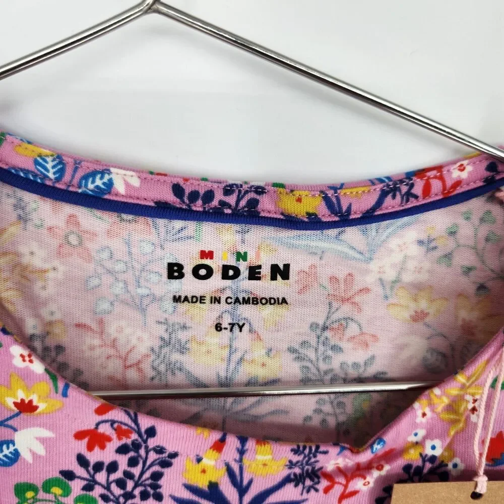 Mini Boden 6-7Y Pink Floral Blossom Ariel Twirly Jersey Dress NWT